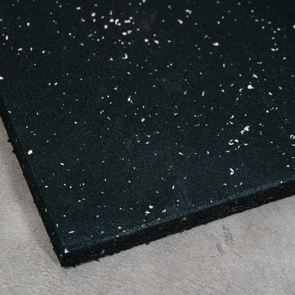 FitNord Gummiplate 1 m x 1 m x 30 mm, svart med hvite prikker 2
