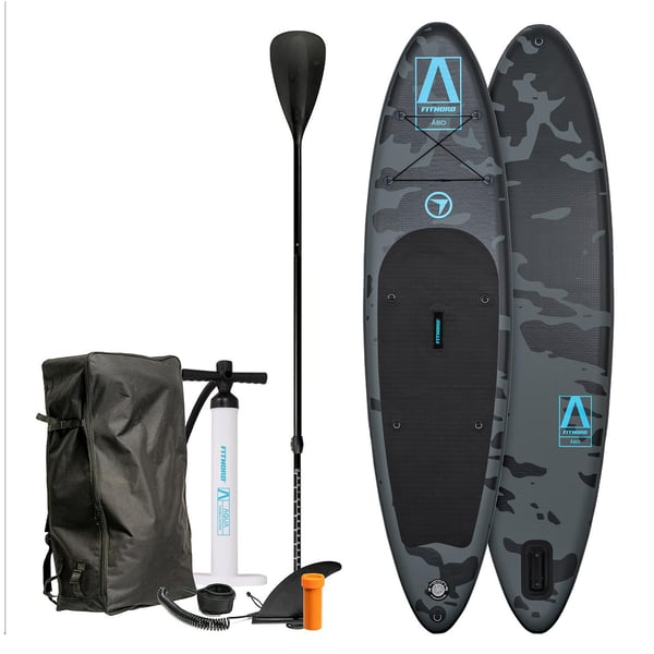 FitNord Aqua Lite SUP-brettsett, G2 Åbo (svart-turkis), med aluminiumsåre 1