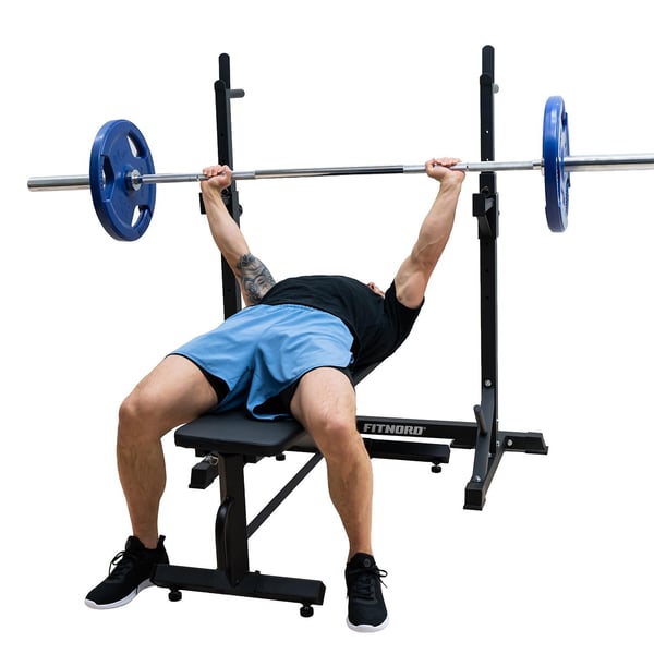 FitNord benkpress- og knebøy-stativ med justerbar bredde 7