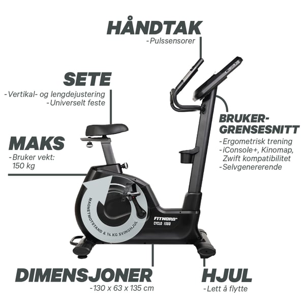 FitNord Cyclo 1000 Ergometersykkel 5