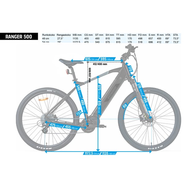 FitNord Ranger 500 elektrisk terrengsykkel (612 Wh batteri) 9