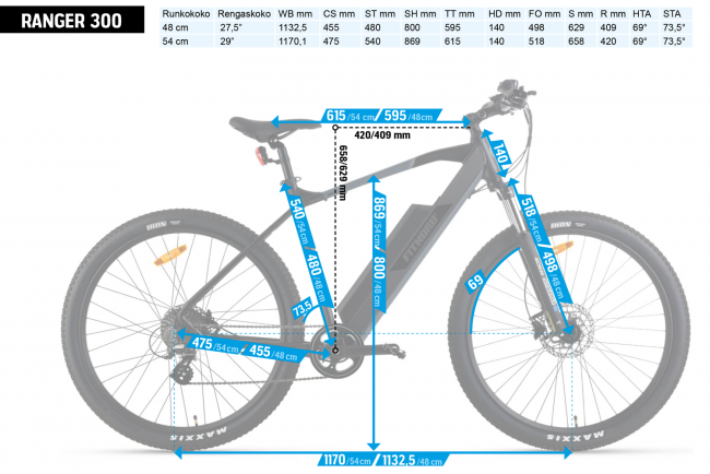 FitNord Ranger 300 El-terrengsykkel (690 Wh batteri)