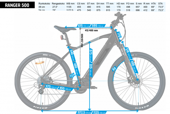 FitNord Ranger 500 elektrisk terrengsykkel (612 Wh batteri)